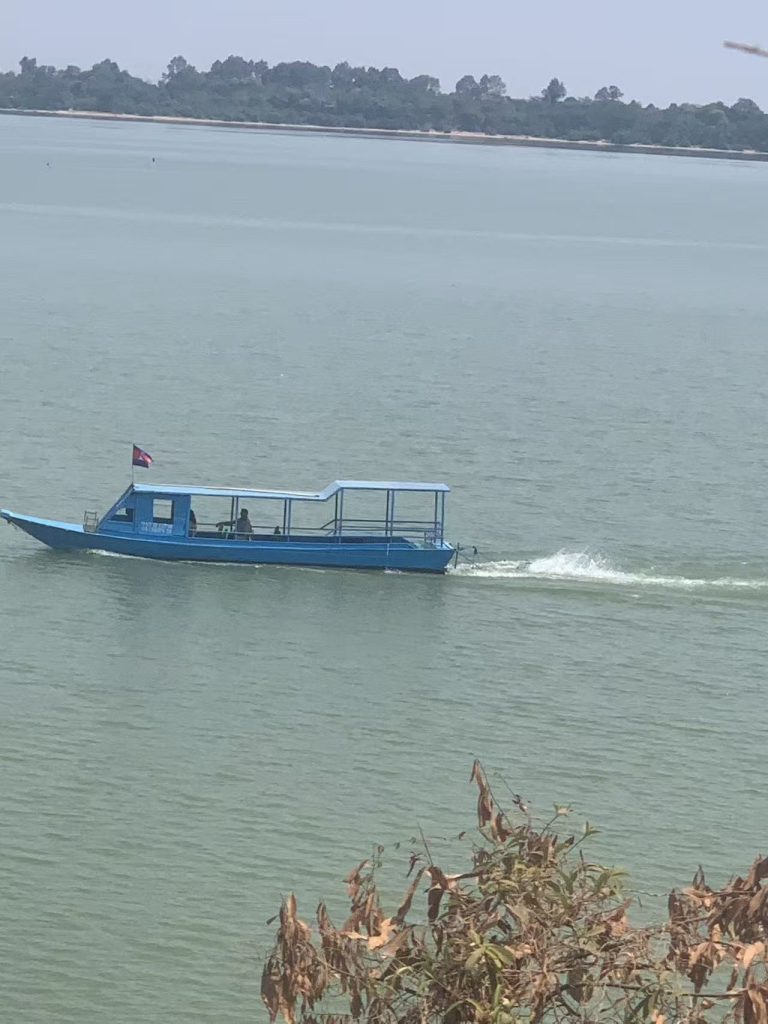 Boat on West Baray Reservoir in Siem Reap, Cambodia
